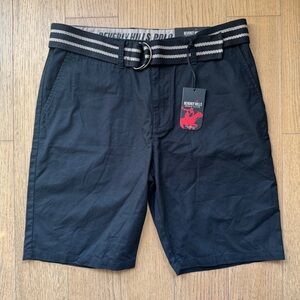 Men’s Black Casual Shorts Stretch Woven with Belt NWT Size 34